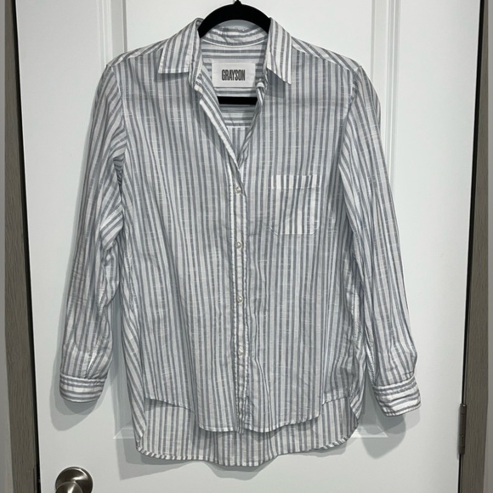 Grayson The Hero Button Shirt Long Sleeve Size 2 Small Striped Preppy Core